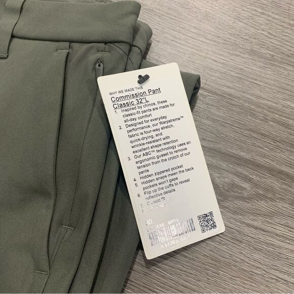 Lululemon Commission Pant Lcassic Green Grey Sage 30x32 NWT - Picture 4 of 7